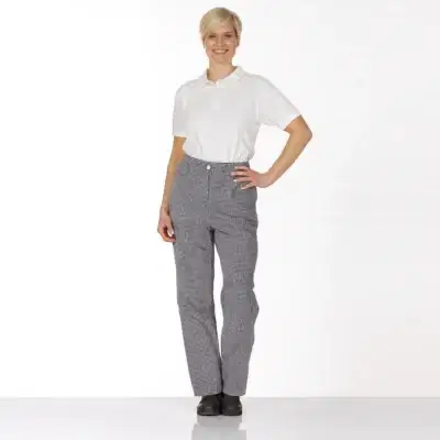 Damen Kochhose schwarz/weiß pepita (S-XL)