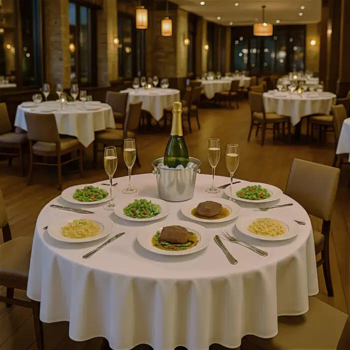 restaurant tischdecke rund weiss
