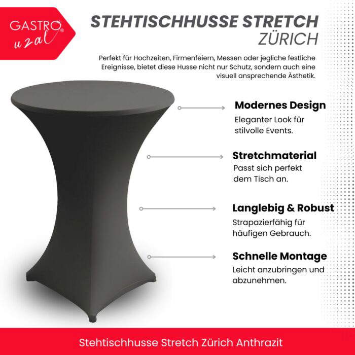 Stehtischhusse Stretch Zürich Anthrazit