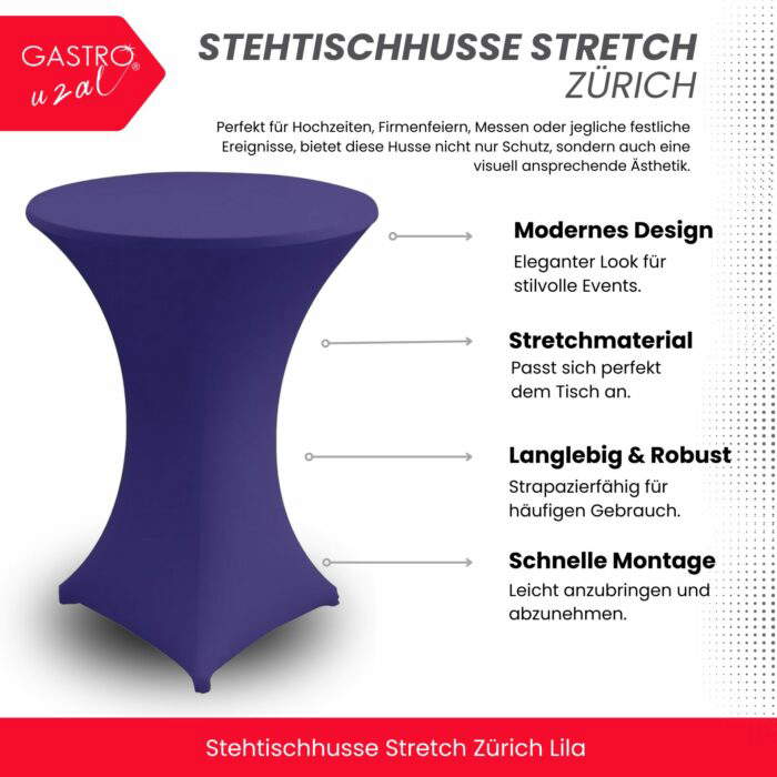 Stehtischhusse Stretch Zürich Lila