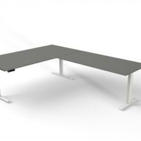 Steh-/Sitztisch mit Anbautisch, 200x100x72-120+ 160x80 cm, grafit