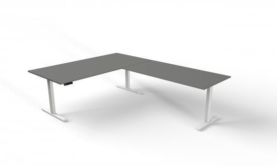 Steh-/Sitztisch mit Anbautisch, 200x100x72-120+ 160x80 cm, grafit