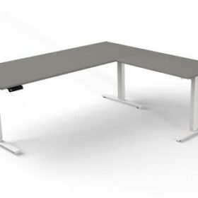 Steh-/Sitztisch mit Anbautisch, 180x100x72-120+ 100x60 cm, grafit
