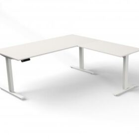 Steh-/Sitztisch mit Anbautisch, 180x80x72-120+ 100x60 cm, weiß