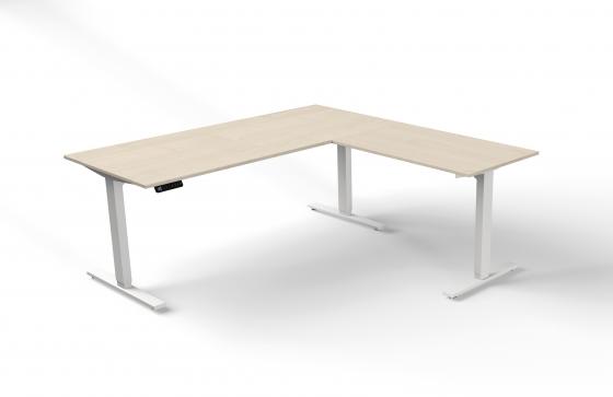 Steh-/Sitztisch mit Anbautisch, 180x80x72-120+ 100x60 cm, ahorn