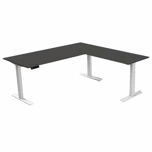 Steh-Sitztisch mit Anbautisch, 180x80x72-120+ 100×60 cm, anthrazit