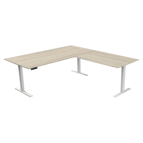 Steh-Sitztisch mit Anbautisch, 200x100x72-120+ 120×80 cm