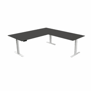 Steh-Sitztisch mit Anbautisch, 200x100x72-120+ 120×80 cm