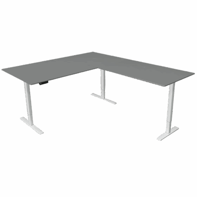 Steh-Sitztisch mit Anbautisch, 200x100x72-120+ 120×80 cm