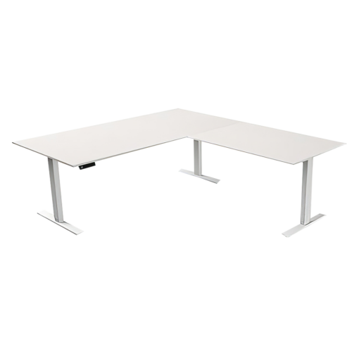 Steh-Sitztisch mit Anbautisch, 200x100x72-120+ 160×80 cm, ahorn