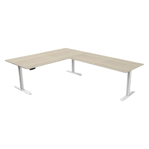Steh-Sitztisch mit Anbautisch, 200x100x72-120+ 160×80 cm, ahorn