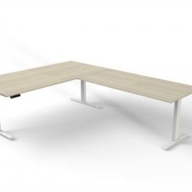 Steh-/Sitztisch mit Anbautisch, 200x100x72-120+ 160x80 cm, ahorn