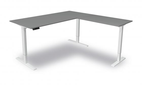 Steh-/Sitztisch mit Anbautisch, 180x80x72-120+ 100x60 cm, grafit