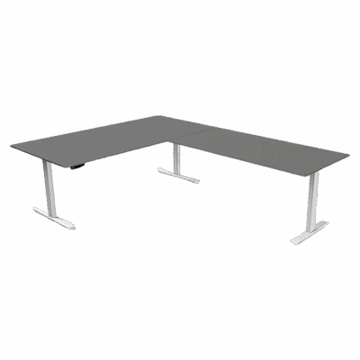 Steh-/Sitztisch 200x100x72-120+ 160x80 cm Grafit mit Anbautisch