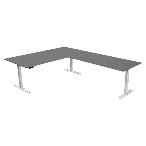 Steh-/Sitztisch 200x100x72-120+ 160x80 cm Grafit mit Anbautisch