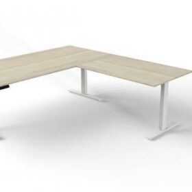 Steh-/Sitztisch mit Anbautisch, 200x100x72-120+ 120x80 cm, ahorn
