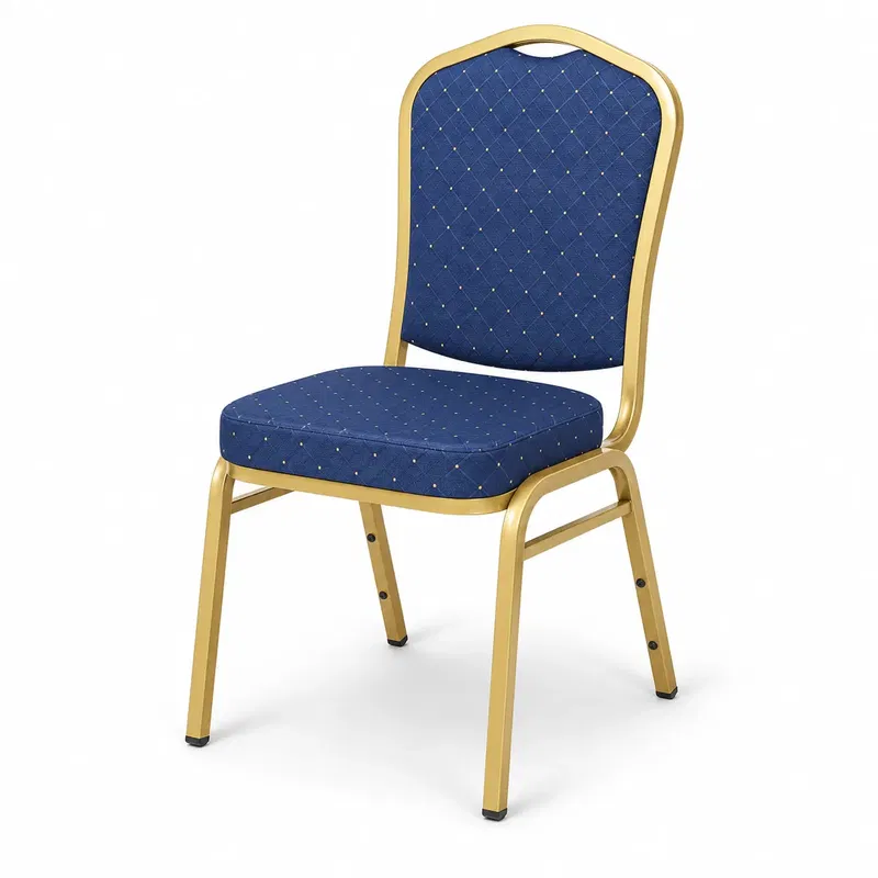 Bankettstuhl Expert ES 160 Blau Bankettstuhl Expert ES 160 Blau mit gemusterter blauer Polsterung und goldenem Metallgestell