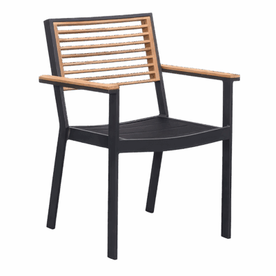Terrassenstuhl York Schwarz mit Armlehne