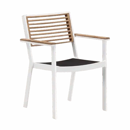 Terrassenstuhl York Weiß mit Armlehne