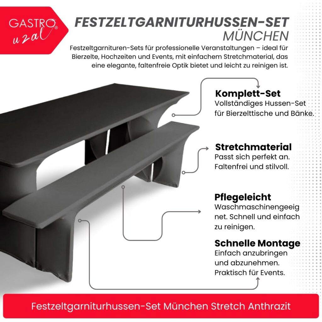 Festzeltgarniturhussen-Set München Stretch Anthrazit