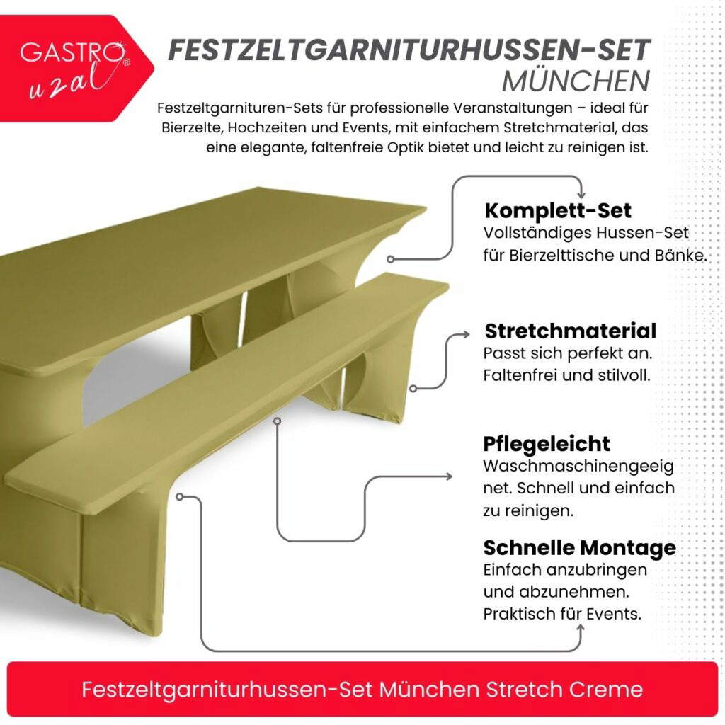 Festzeltgarniturhussen-Set München Stretch Creme