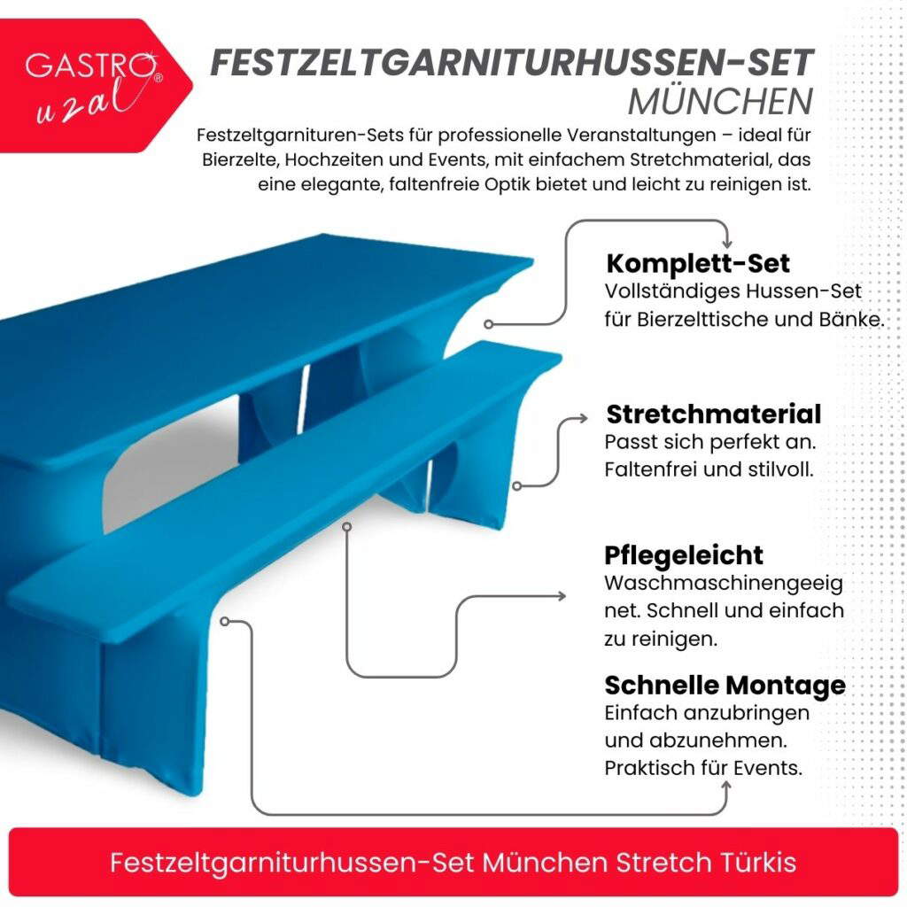 Festzeltgarniturhussen-Set München Stretch Türkis