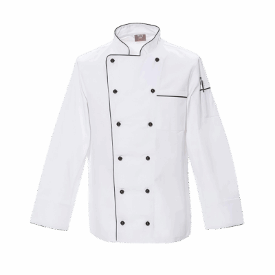 Unisex Chefkochjacke Standard Langarm Weiß/Schwarz (S-3XL)