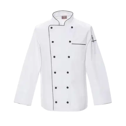 Unisex Chefkochjacke Standard Langarm Weiß/Schwarz (S-3XL)