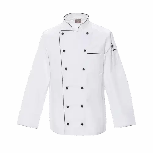 Unisex Chefkochjacke Standard Langarm Weiß/Schwarz (S-3XL)