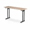Klappbarer Banketttisch L-100 mit heller Holzoptik-Tischplatte und stabilem schwarzem Metallgestell für Bankette und Veranstaltungen