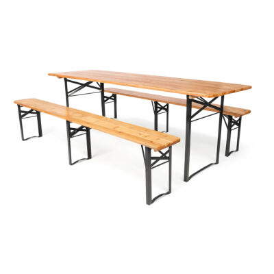 Bierzeltgarnitur Set Woody Strong – 3 Größen (220×50/70/80 cm)