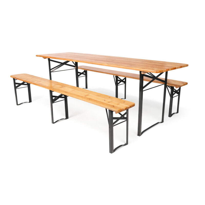 Bierzeltgarnitur Set Woody Strong – 3 Größen (220×50/70/80 cm)