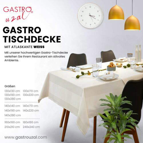gastro tischdecke atlaskante weiss