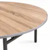 Detailansicht der runden Tischplatte des Banketttisch EC-HK mit heller Holzoptik und umlaufender Kante
