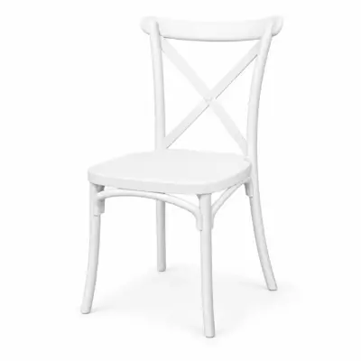 Hochzeitsstuhl Fiorini Weiß mit X-Rückenlehne für Hochzeiten und Events