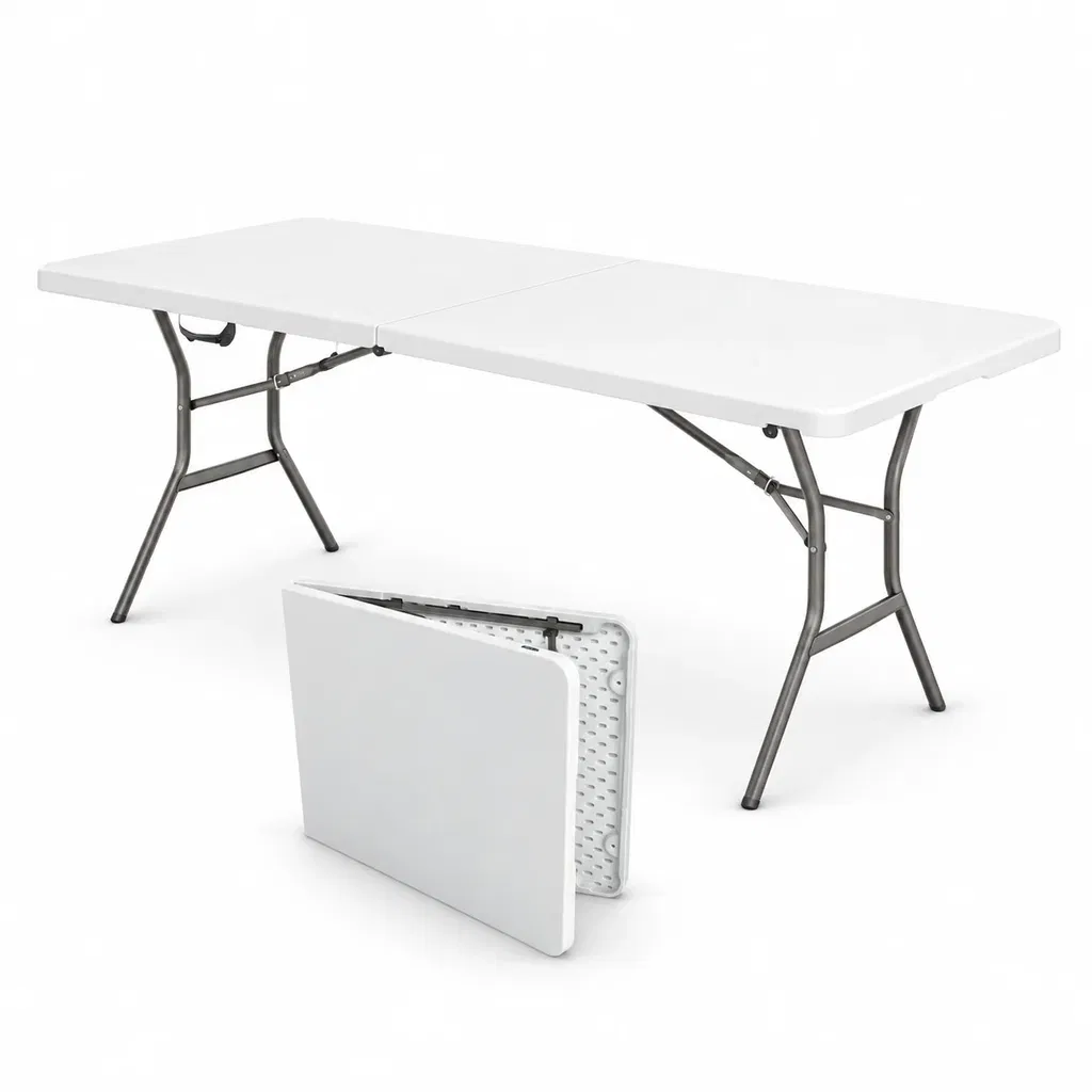 Catering-Klapptisch Catering-Klapptisch mit weißer Tischplatte und klappbarem Metallgestell