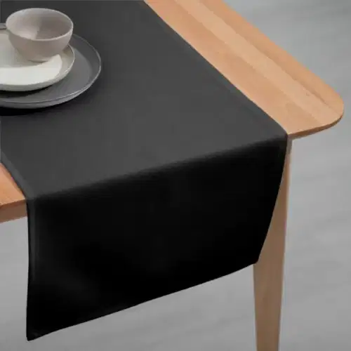 Gastro Tischläufer 130 x 50 cm 50% Polyester 50% Baumwolle Schwarz 5er Pack – Bild 3