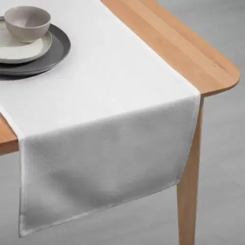 Gastro Tischläufer Weiß 5er Pack 130x50cm 50% Polyester 50% Baumwolle – Bild 3