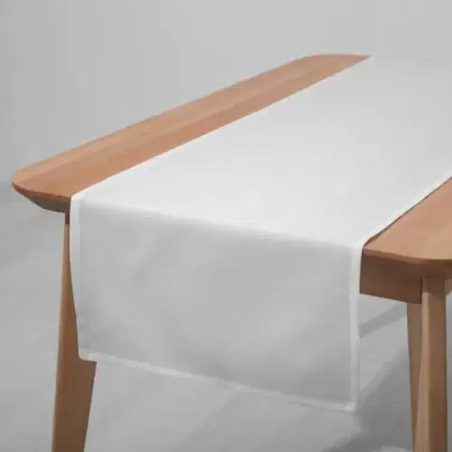 Gastro Tischläufer Weiß 5er Pack 130x50cm 50% Polyester 50% Baumwolle – Bild 2