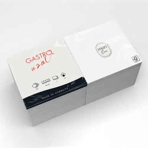 Gastro Uzal Zelltuchservietten Pearl White 40 x 40 cm 1/4 Falzung 1000 Stück (3-lagig) – Bild 1