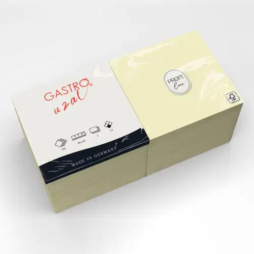 Gastro Uzal Zelltuchservietten Butter Cream 40 x 40 cm 1/4 Falzung 1000 Stück (3-lagig) – Bild 1