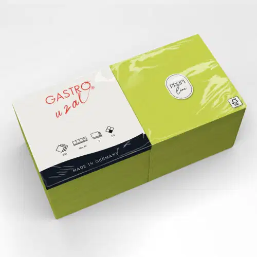 Gastro Uzal Zelltuchservietten Lime Green 40 x 40 cm 1/4 Falzung 1000 Stück (3-lagig) – Bild 1