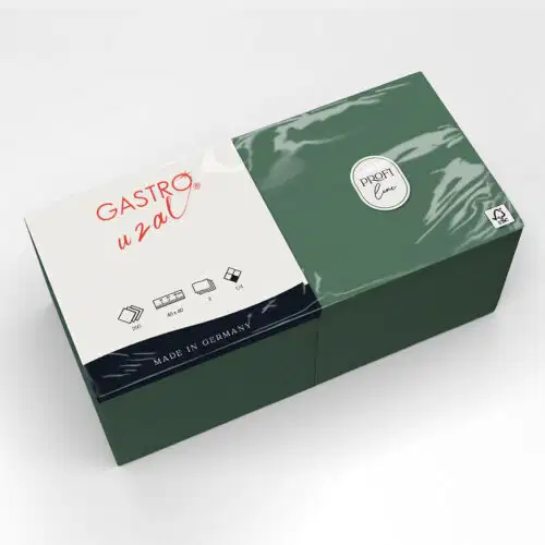 Gastro Uzal Zelltuchservietten Emerald Green 40 x 40 cm 1/4 Falzung 1000 Stück (3-lagig) – Bild 1