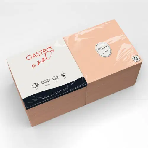 Gastro Uzal Zelltuchservietten Peach Apricot 40 x 40 cm 1/4 Falzung 1000 Stück (3-lagig) – Bild 1