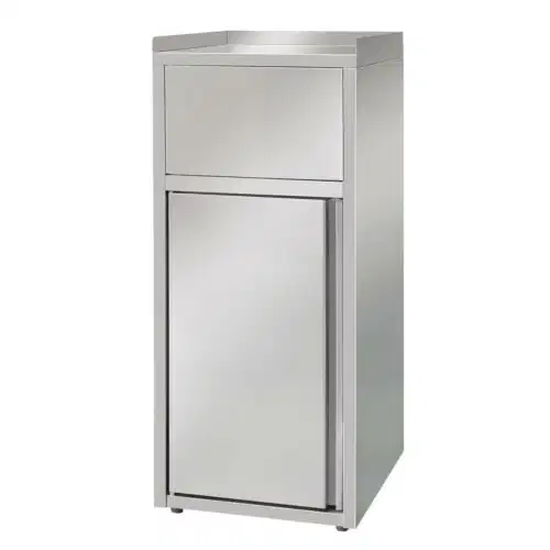 Müllbox aus Edelstahl, mit Tonne 60L, 50x53x120cm – Bild 1