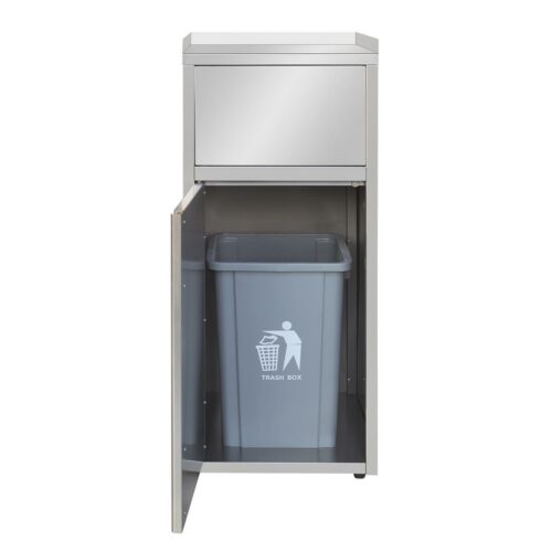 Müllbox aus Edelstahl, mit Tonne 60L, 50x53x120cm – Bild 2