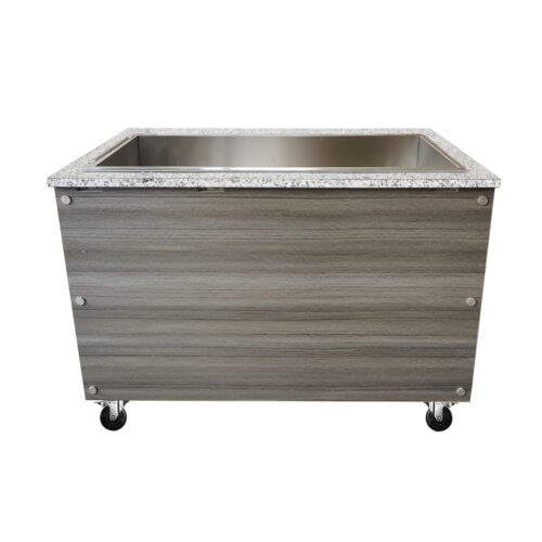 SNACK-Line Bain-Marie Theke 2x GN1/1, Granit rosa-grau, 88x82x85,5 Glasaufbau Klarglas mit Zwischenablage, H=496mm – Bild 3