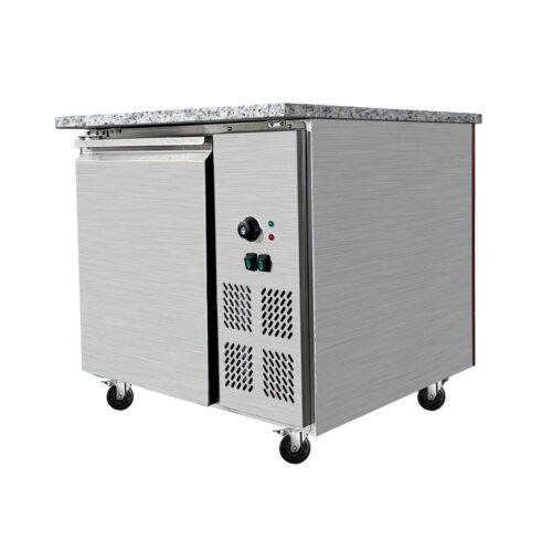 SNACK-Line Bain-Marie Theke 2x GN1/1, Granit rosa-grau, 88x82x85,5 Glasaufbau Klarglas mit Zwischenablage, H=496mm – Bild 4