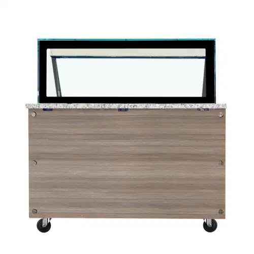 SNACK-Line Bain-Marie Theke 2x GN1/1, Granit rosa-grau, 88x82x85,5 Glasaufbau Klarglas schwarzer Rand, ohne Zwischenablage, H=396mm – Bild 1