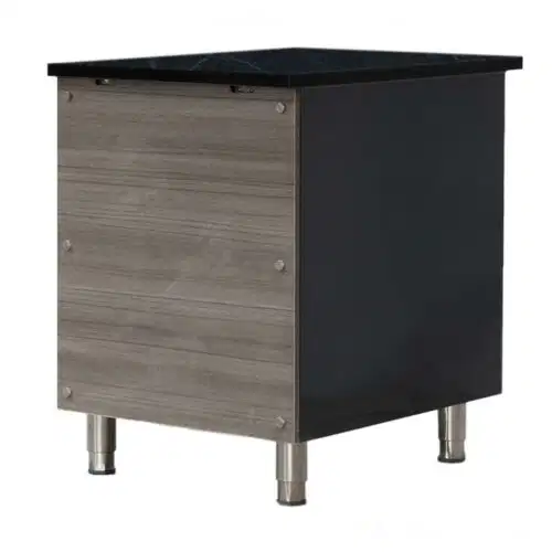 Kassentisch aus Edelstahl, Granit schwarz, mit Holzverkleidung, 40 x 82 (THASR48S) – Bild 1